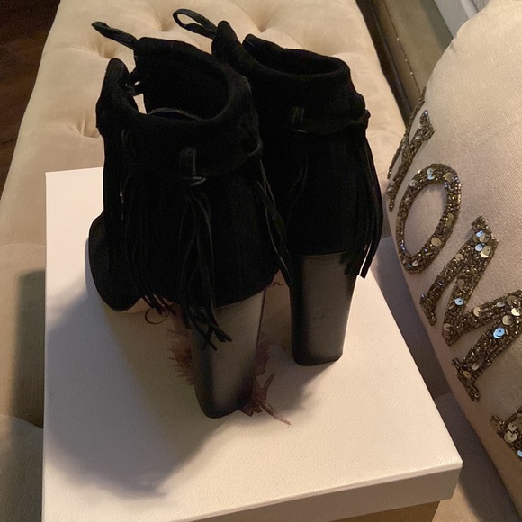 Cynthia Vincent Nailed Fringe Open Toe Booties - Picture 3 of 5